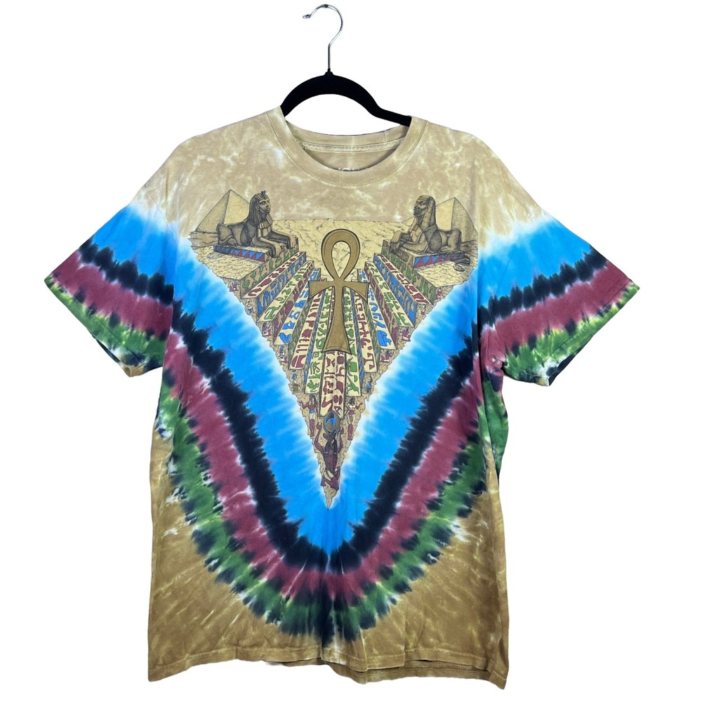 Liquid Blue Egyptian Ankh Tie Dye Shirt Men XL Y2K Streetwear